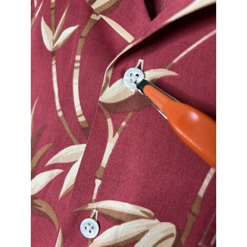 Vtg Ralph Lauren Polo Shirt Men's Bamboo Allover Red Short Sleeve Cotton Sz L